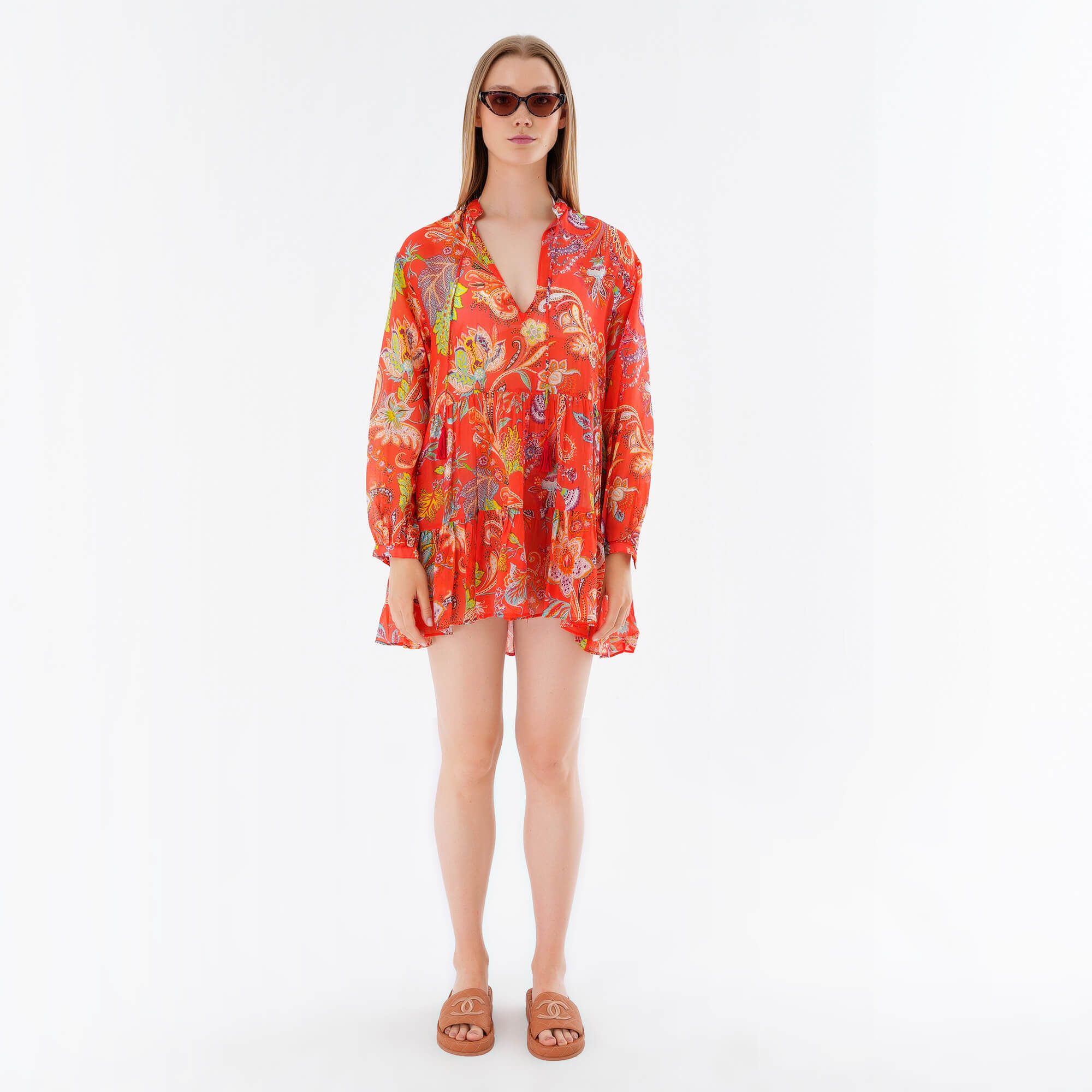 Etro- Orange Paisley Beach Cover Up Dress IT40